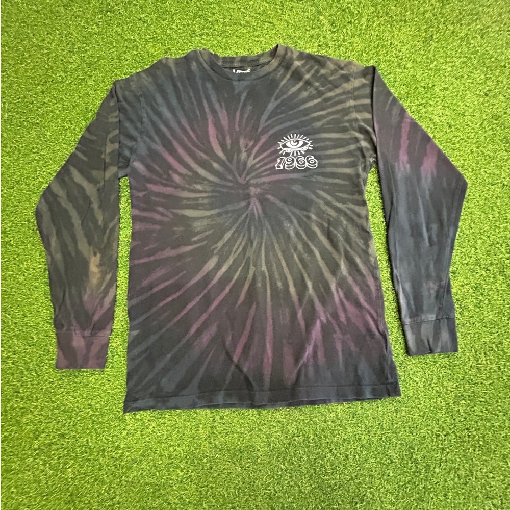 Vans Long Sleeve Tie Dye Graphic T-Shirt Mens Small Black Purple Eye 1966 Skate